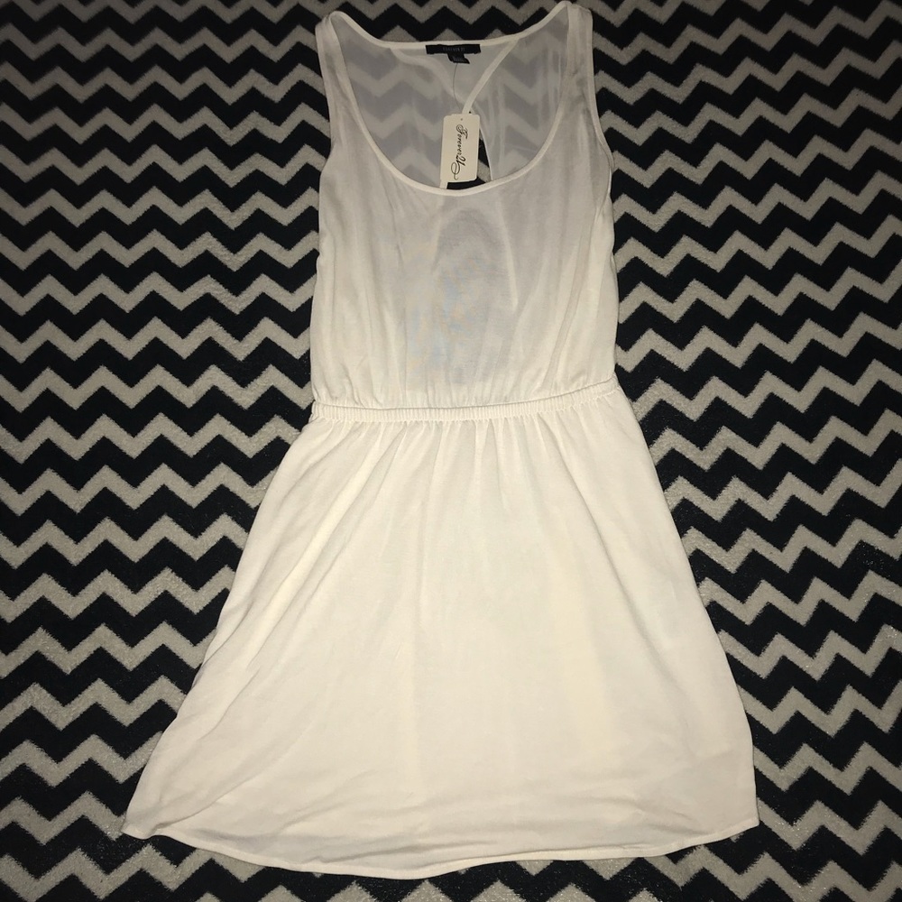 Ivory/Cream Tank Sheer Back Short Dress.